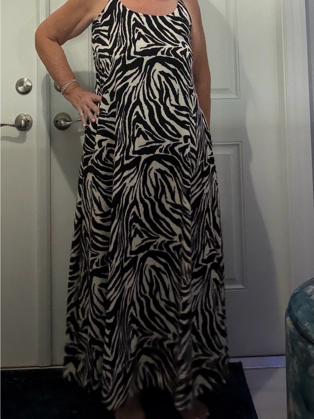 Zebra-Print Black & White Maxi Slip Dress NWT Made in Italy